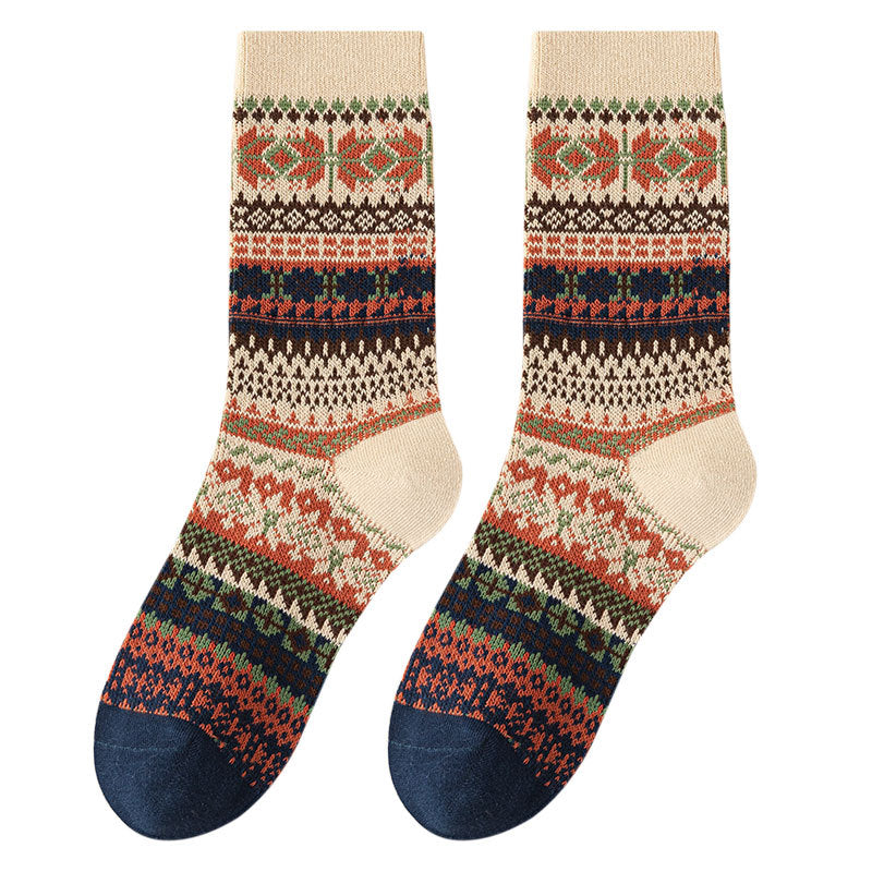 Nordic Fair Isle Pattern Wool Blend Socks - view 2