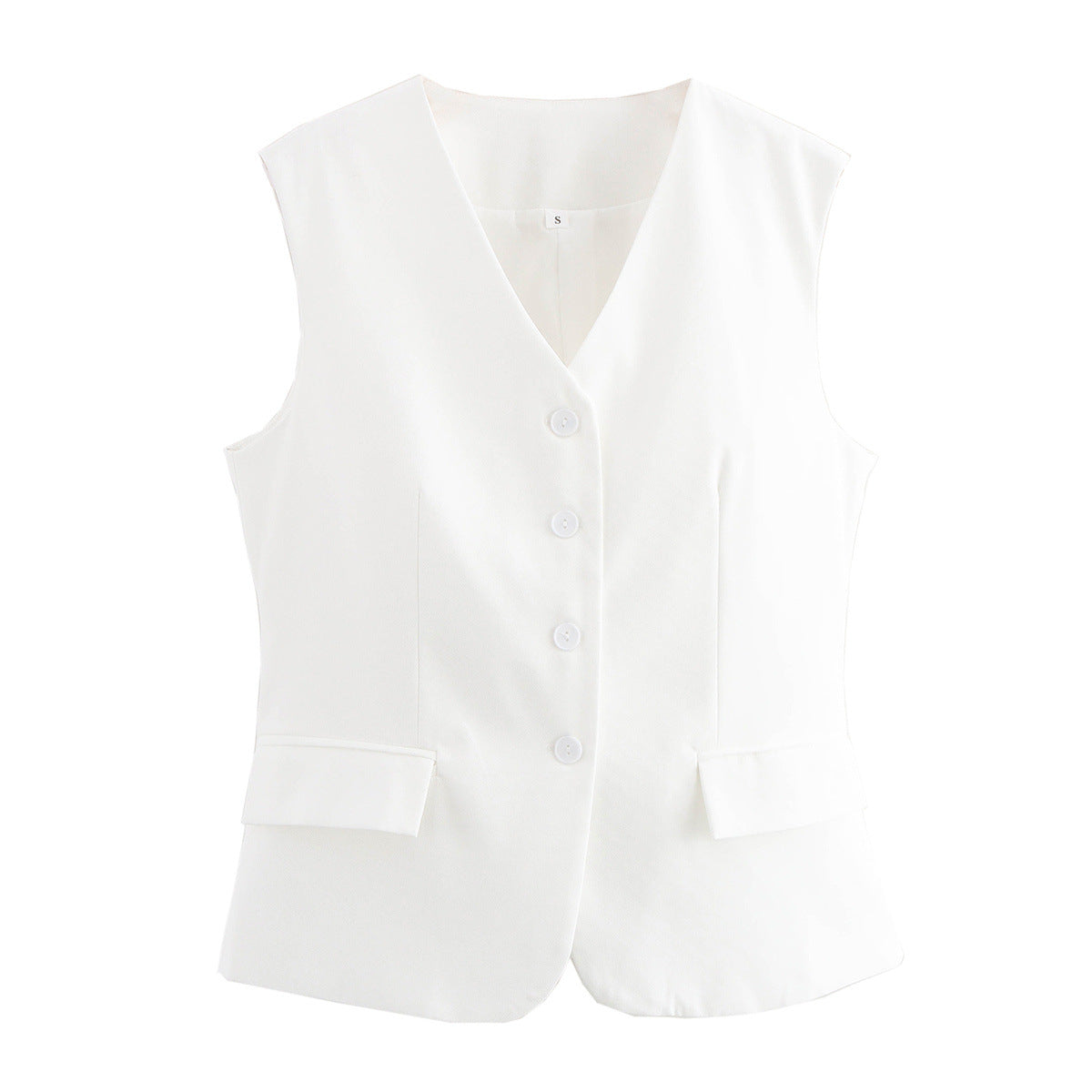 Tie Back Tailored V Neck Waistcoat - White