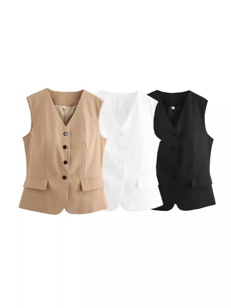 Tie Back Tailored V Neck Waistcoat