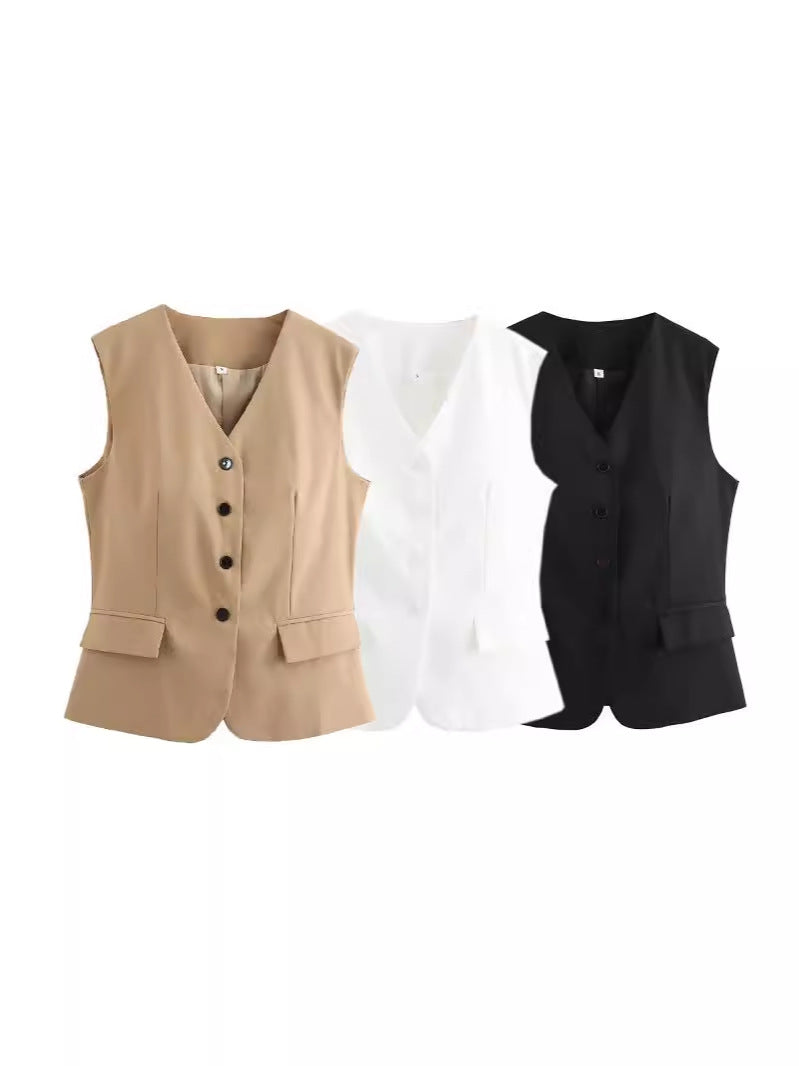 Tie Back Tailored V Neck Waistcoat - view 1