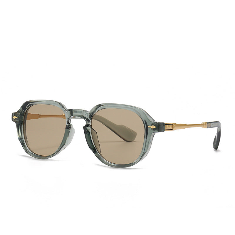 Retro Polygon Round Metal Arm Sunglasses - C3