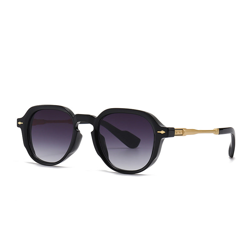 Retro Polygon Round Metal Arm Sunglasses - C5