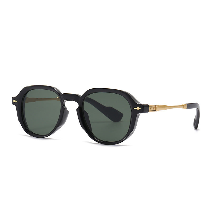 Retro Polygon Round Metal Arm Sunglasses - C6