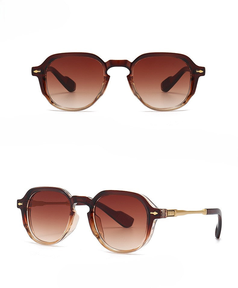 Retro Polygon Round Metal Arm Sunglasses - view 1