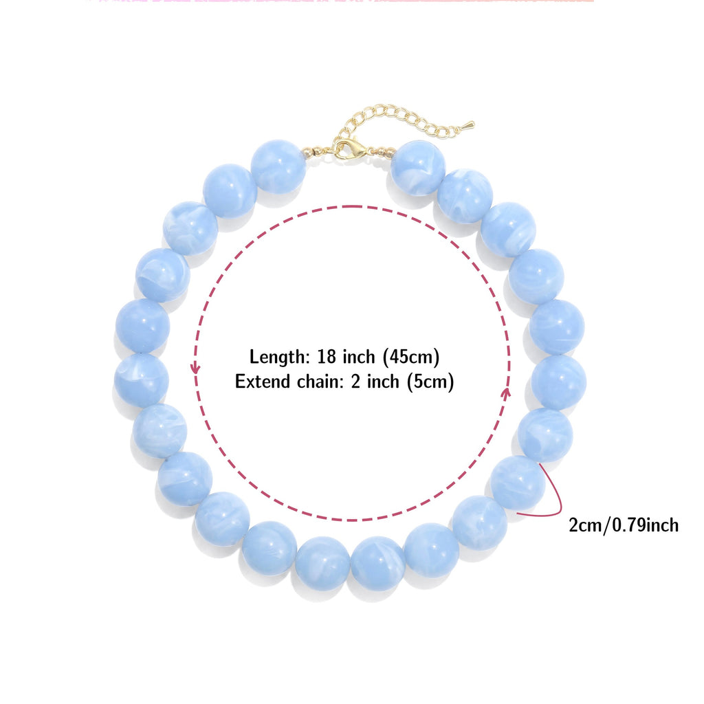 Glossy Acrylic Bubble Bead Chunky Collar Necklace - Color_01