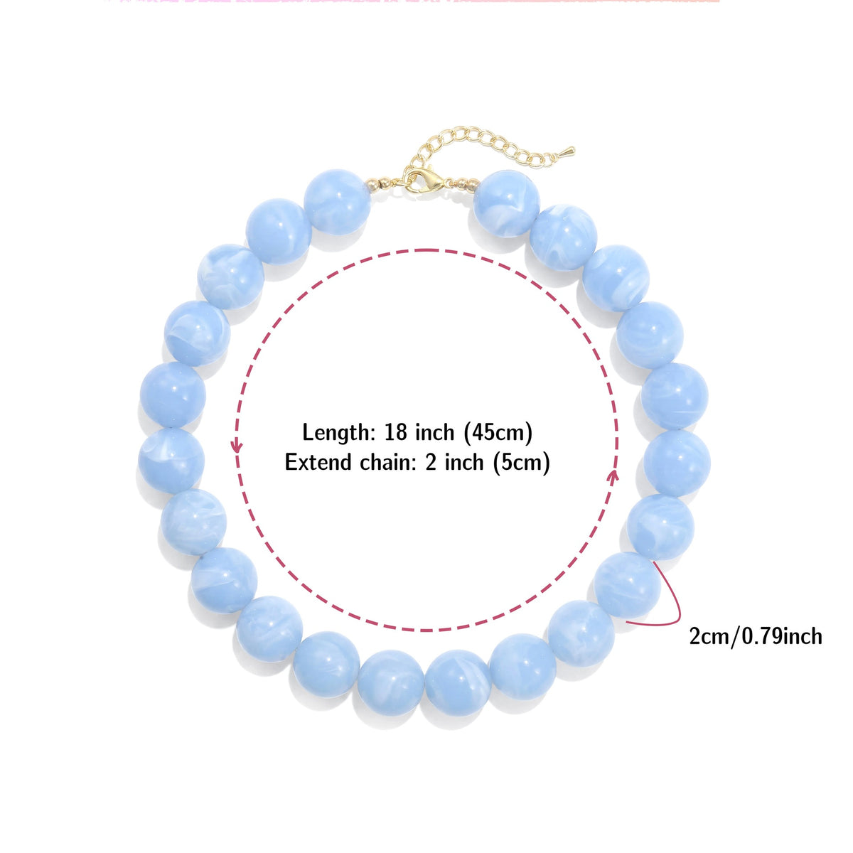 Glossy Acrylic Bubble Bead Chunky Collar Necklace - Color_01