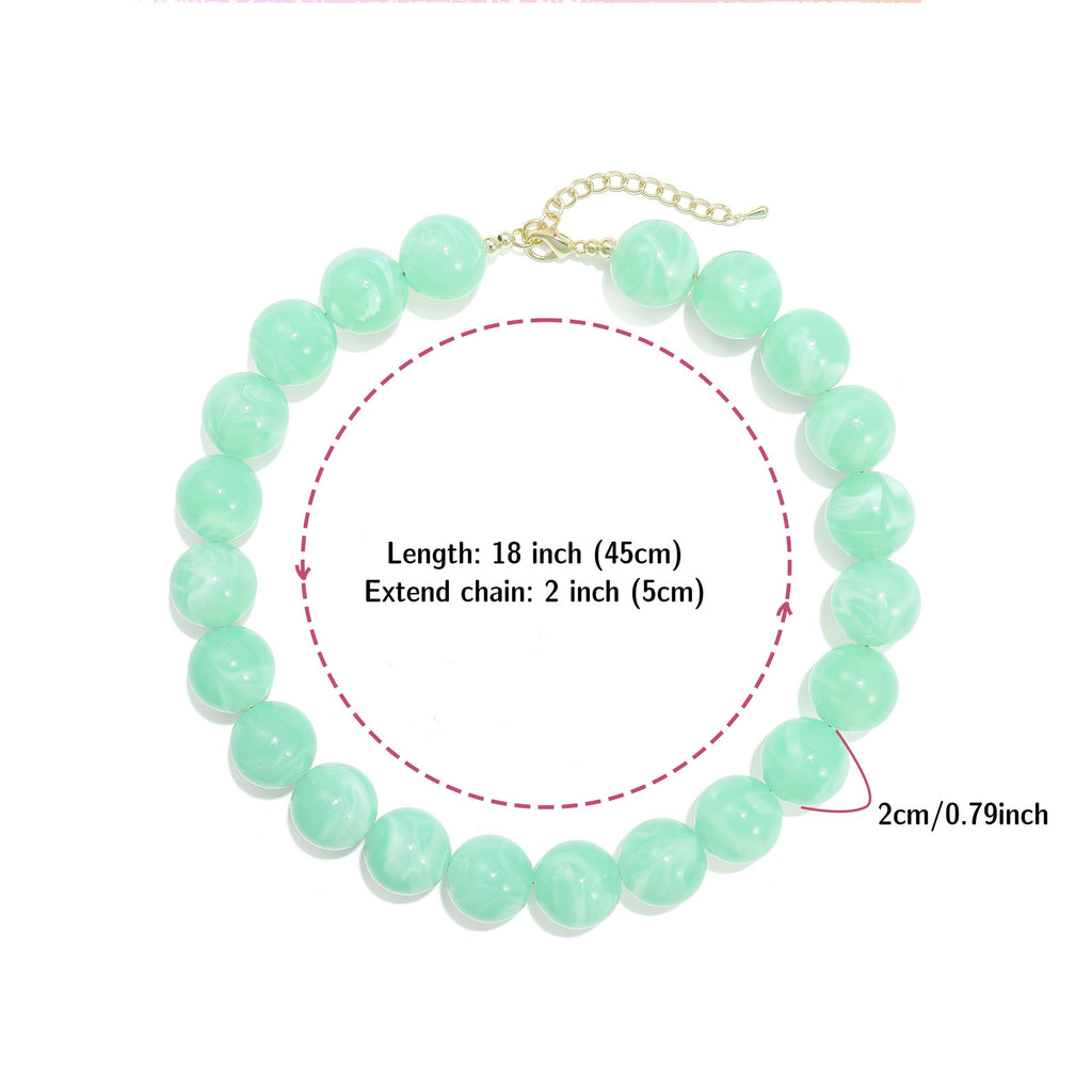 Glossy Acrylic Bubble Bead Chunky Collar Necklace - Color_02