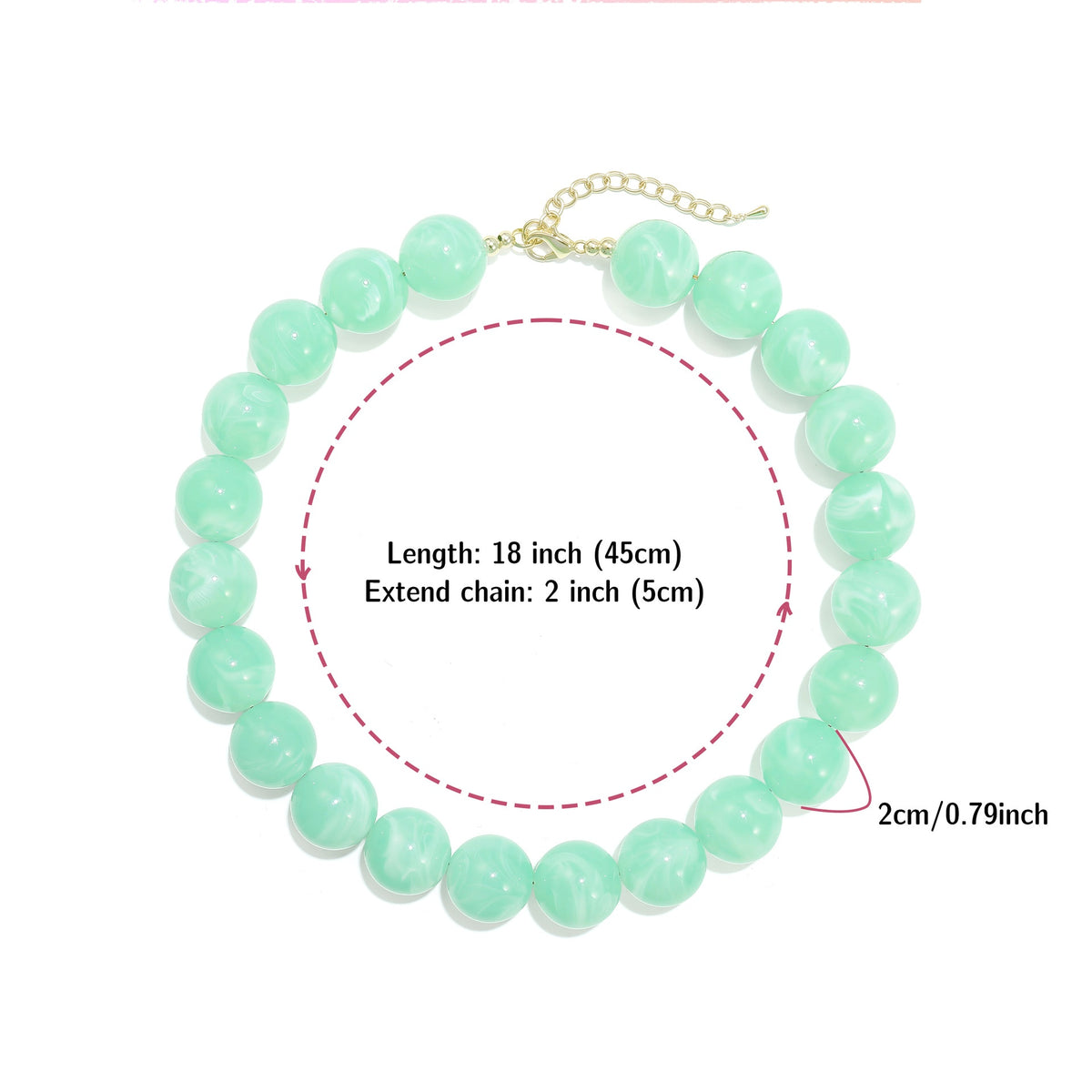 Glossy Acrylic Bubble Bead Chunky Collar Necklace - Color_02