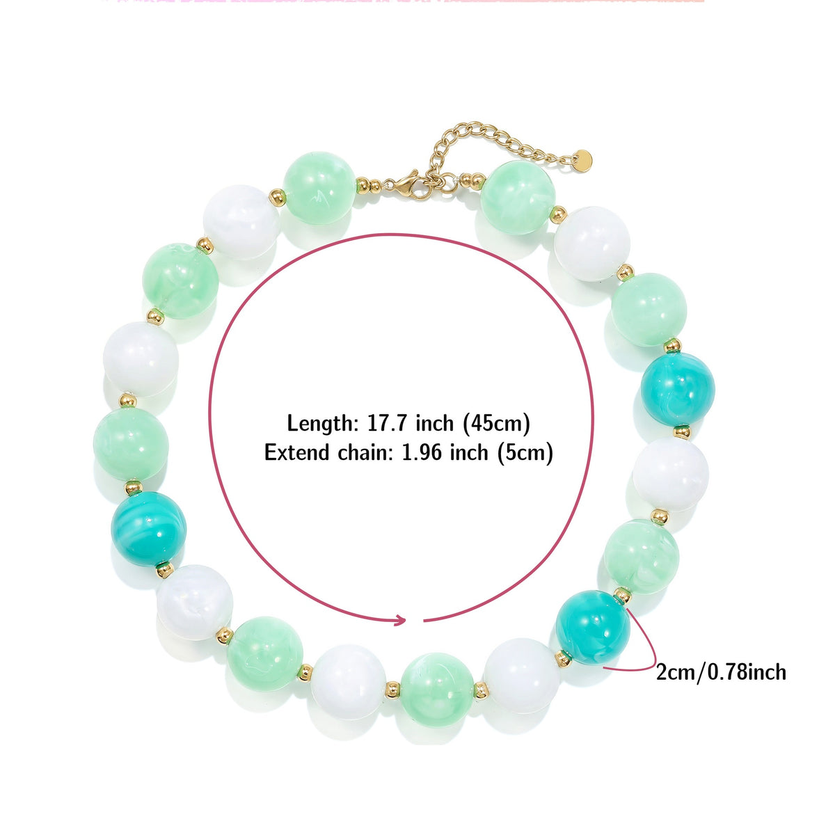 Glossy Acrylic Bubble Bead Chunky Collar Necklace - Color_04 - 1