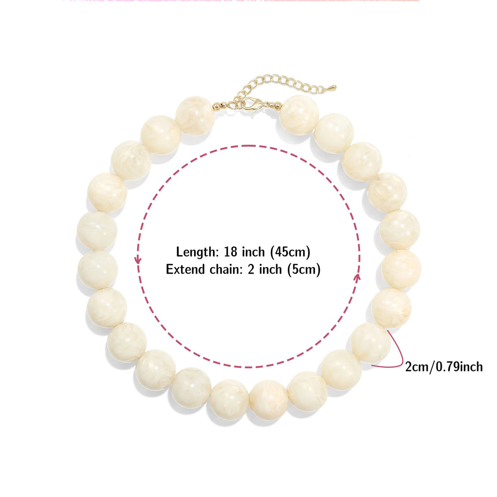 Glossy Acrylic Bubble Bead Chunky Collar Necklace - Color_06