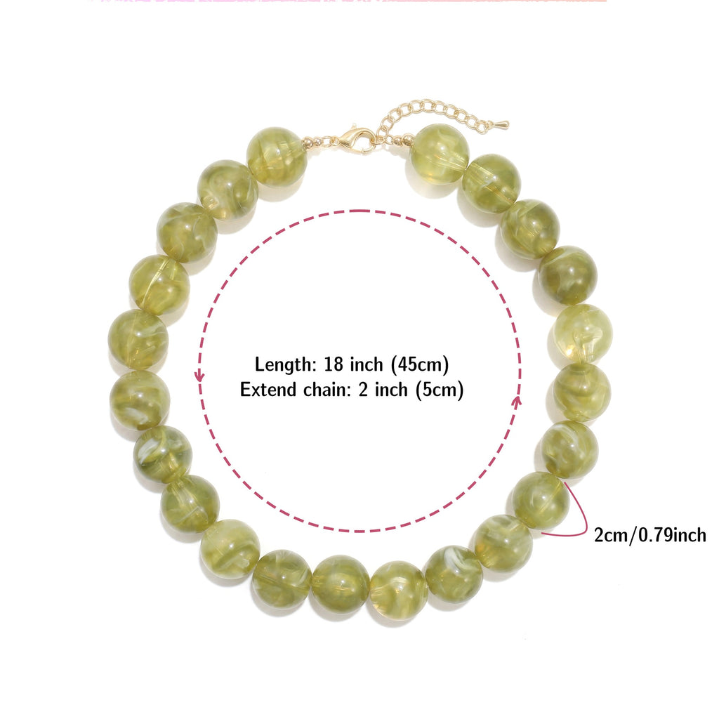 Glossy Acrylic Bubble Bead Chunky Collar Necklace - Color_08