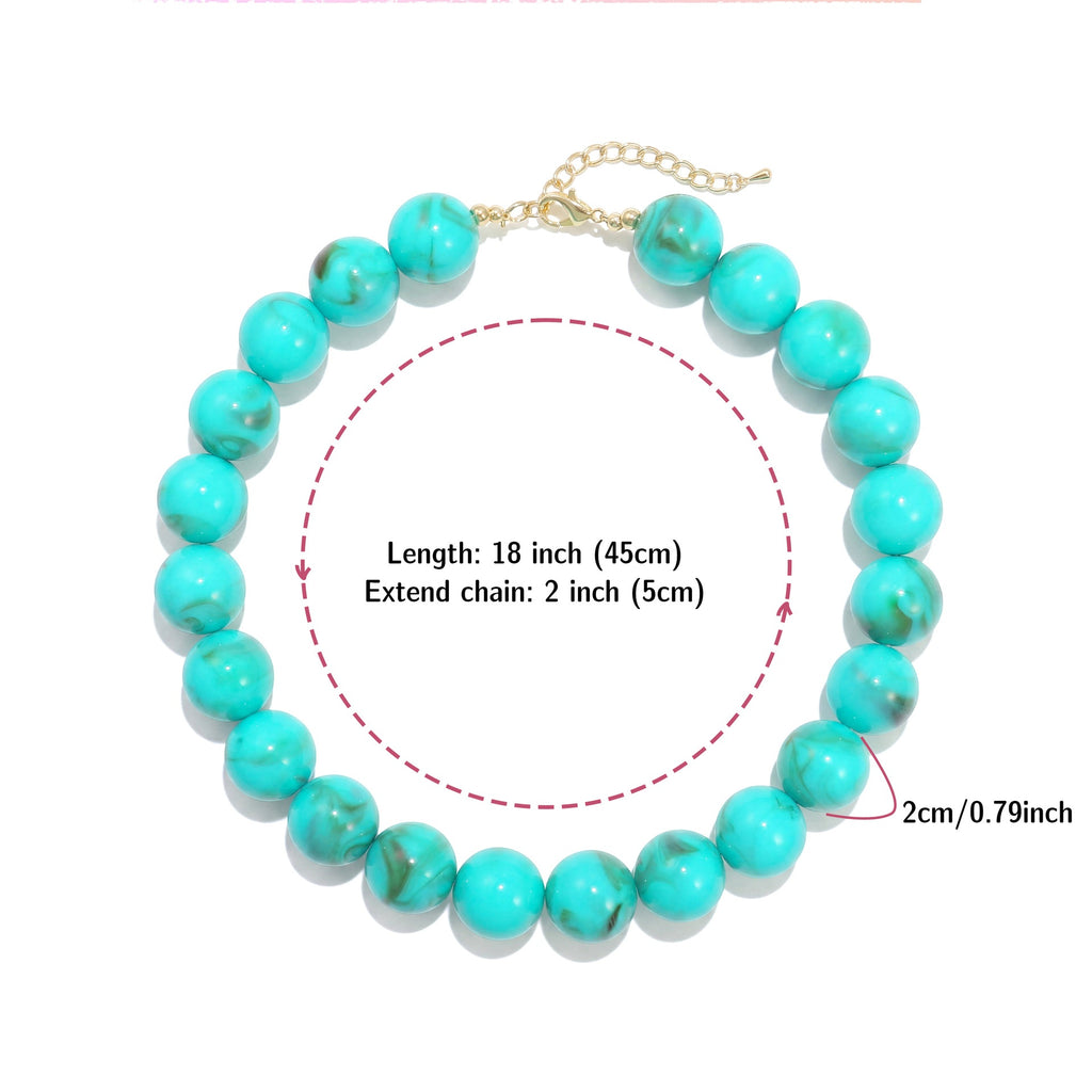 Glossy Acrylic Bubble Bead Chunky Collar Necklace - Color_09