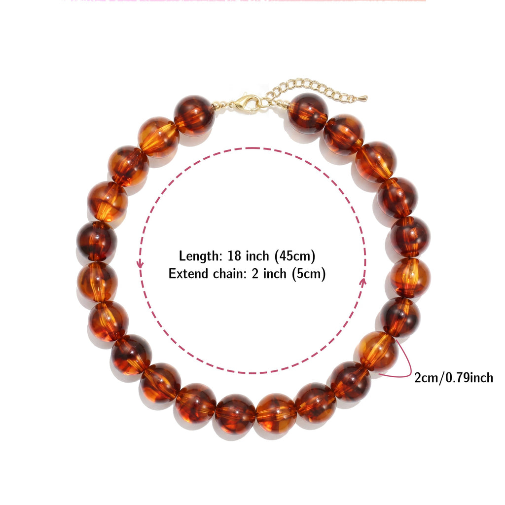 Glossy Acrylic Bubble Bead Chunky Collar Necklace - Color_10