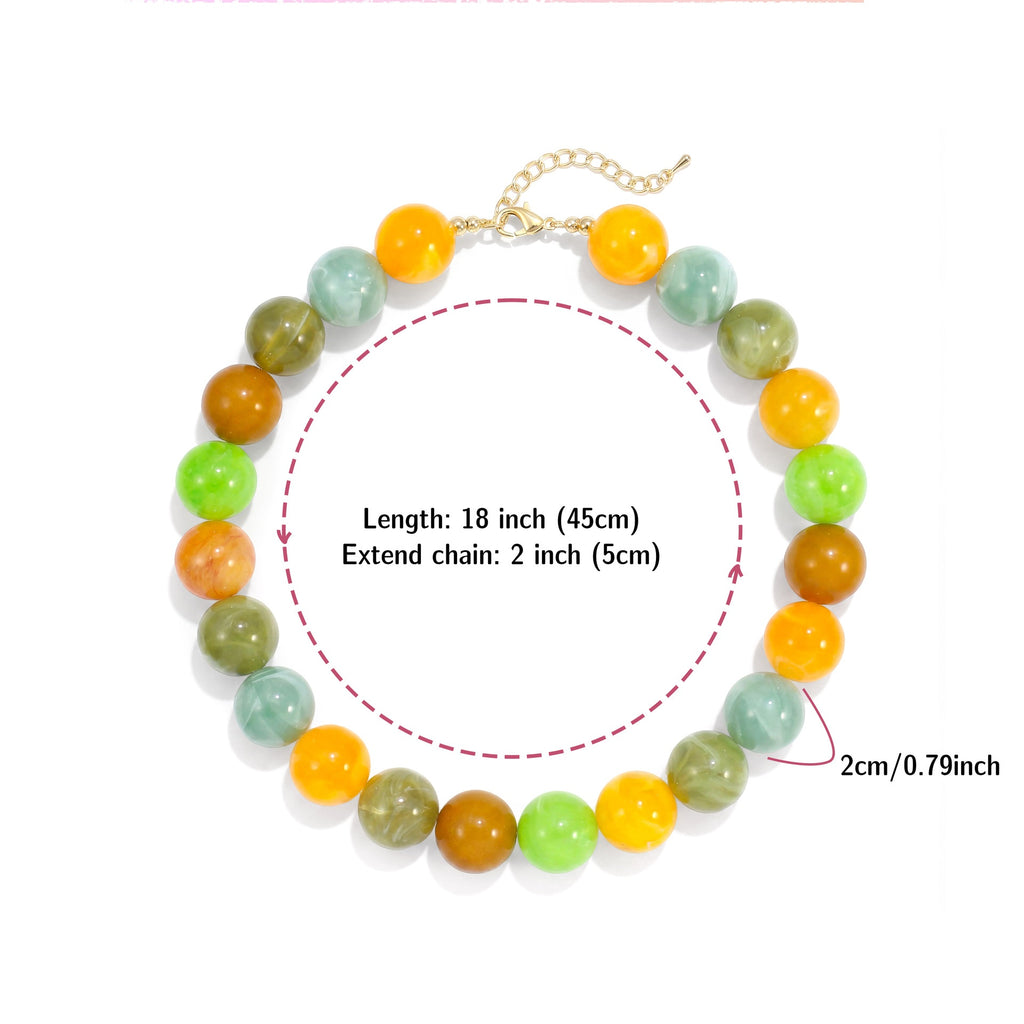 Glossy Acrylic Bubble Bead Chunky Collar Necklace - Color_12