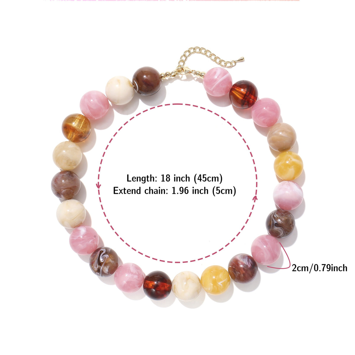 Glossy Acrylic Bubble Bead Chunky Collar Necklace - Color_13