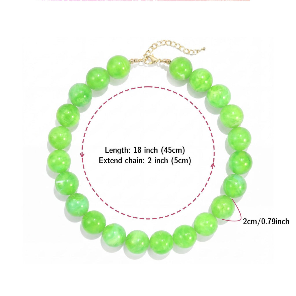Glossy Acrylic Bubble Bead Chunky Collar Necklace - Color_15