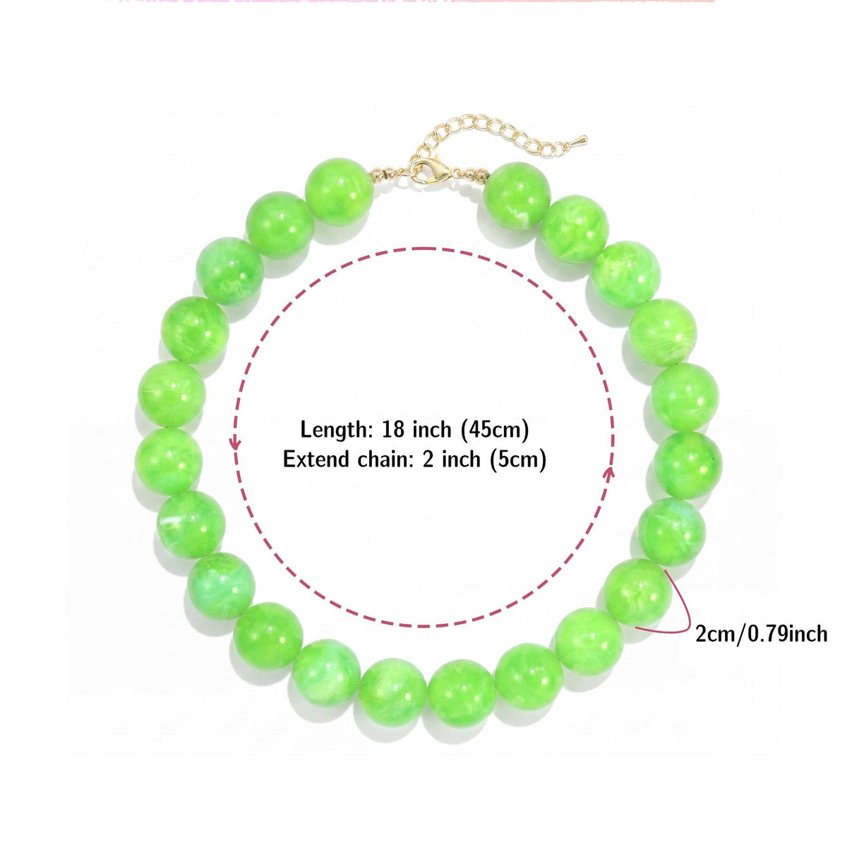 Glossy Acrylic Bubble Bead Chunky Collar Necklace - Color_15