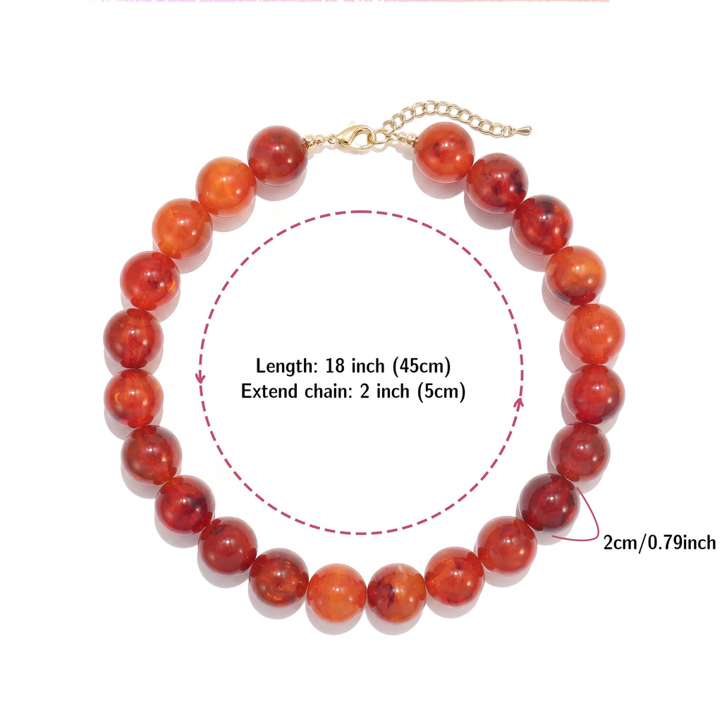 Glossy Acrylic Bubble Bead Chunky Collar Necklace - Color_17