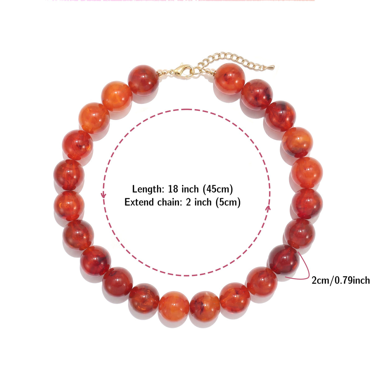 Glossy Acrylic Bubble Bead Chunky Collar Necklace - Color_17