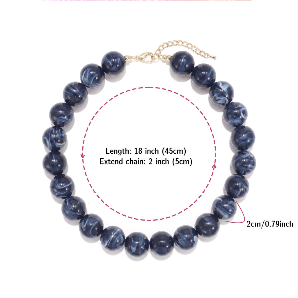 Glossy Acrylic Bubble Bead Chunky Collar Necklace - Color_18