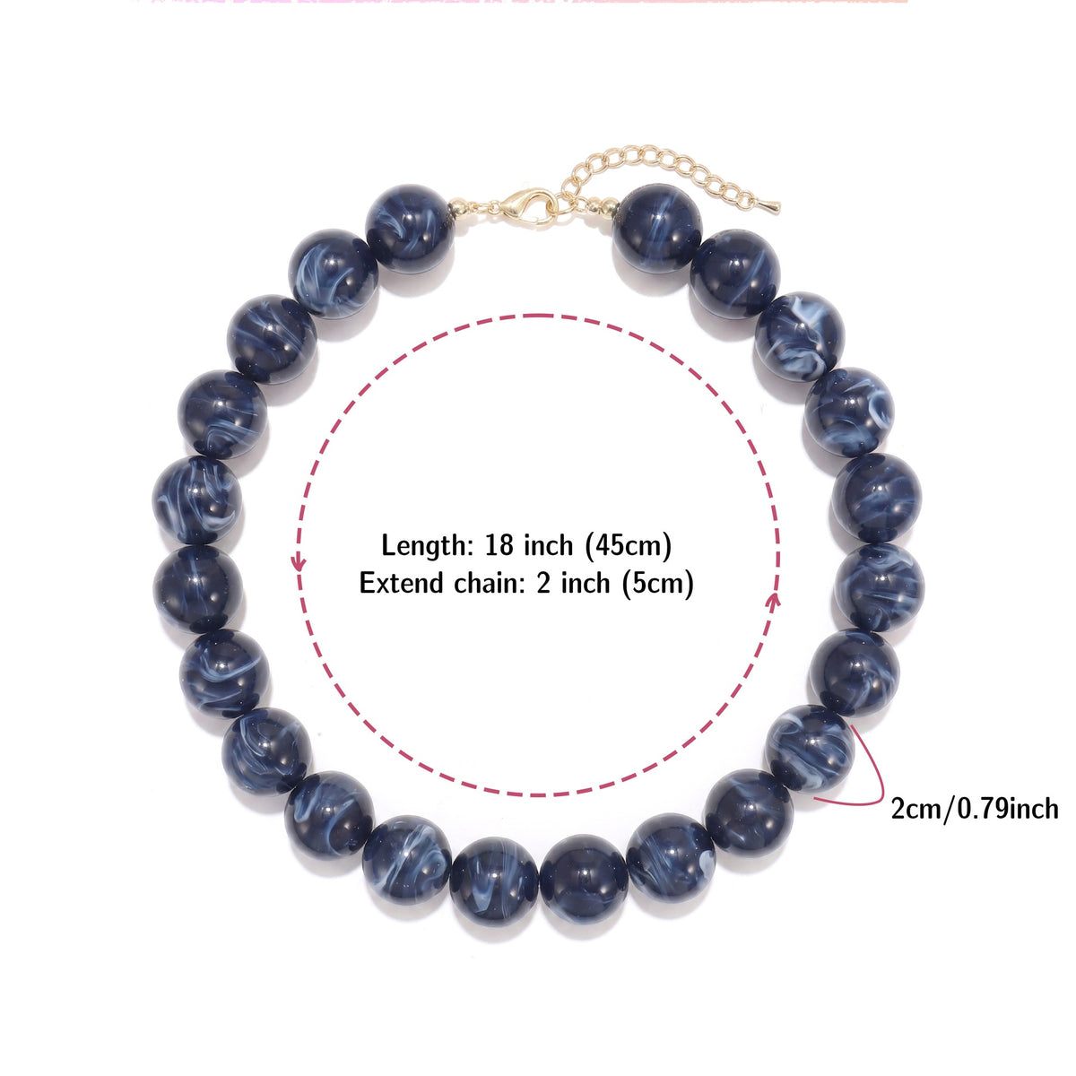 Glossy Acrylic Bubble Bead Chunky Collar Necklace - Color_18