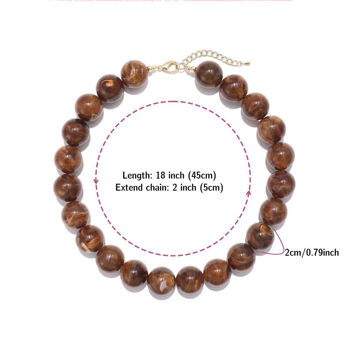 Glossy Acrylic Bubble Bead Chunky Collar Necklace - Color_19