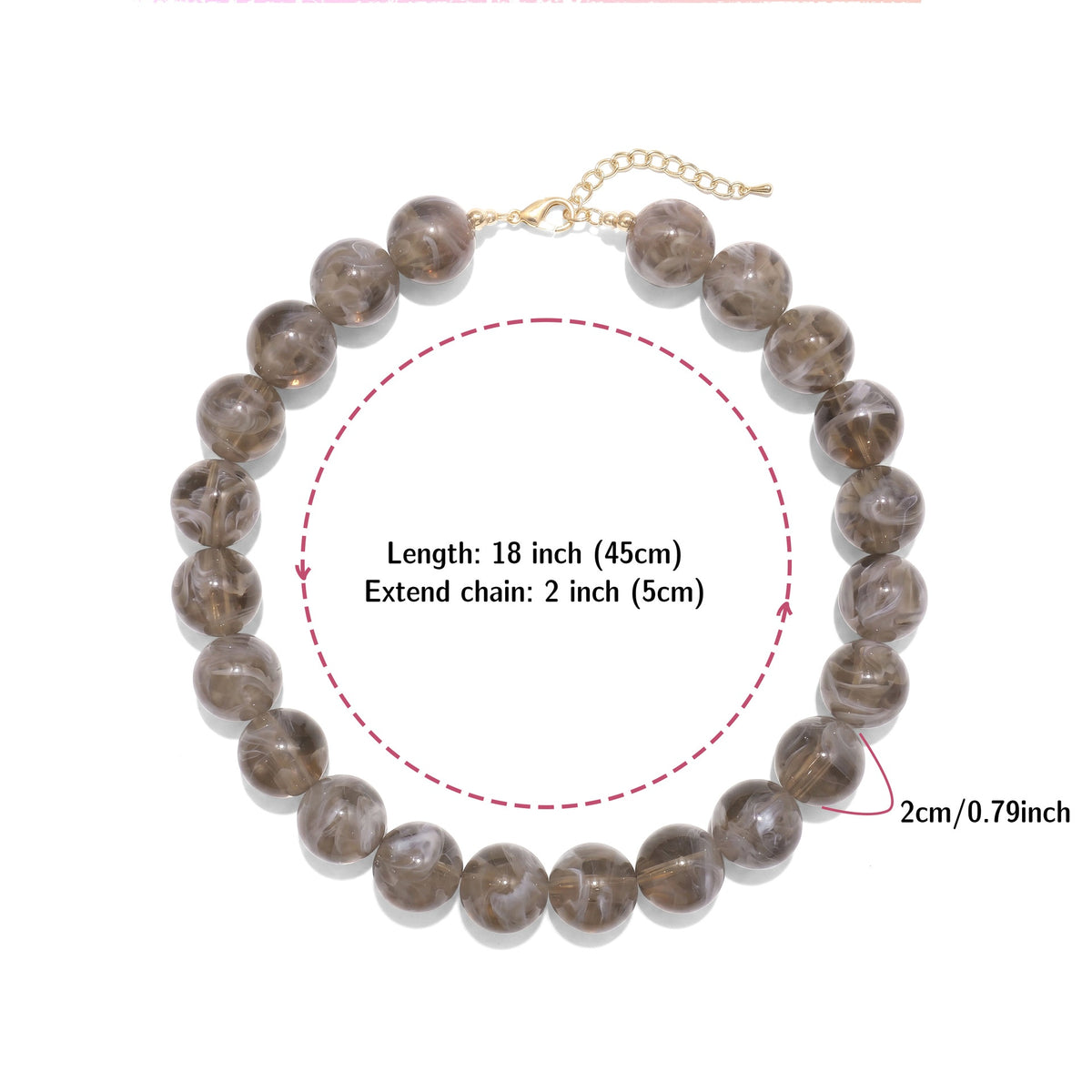 Glossy Acrylic Bubble Bead Chunky Collar Necklace - Color_20