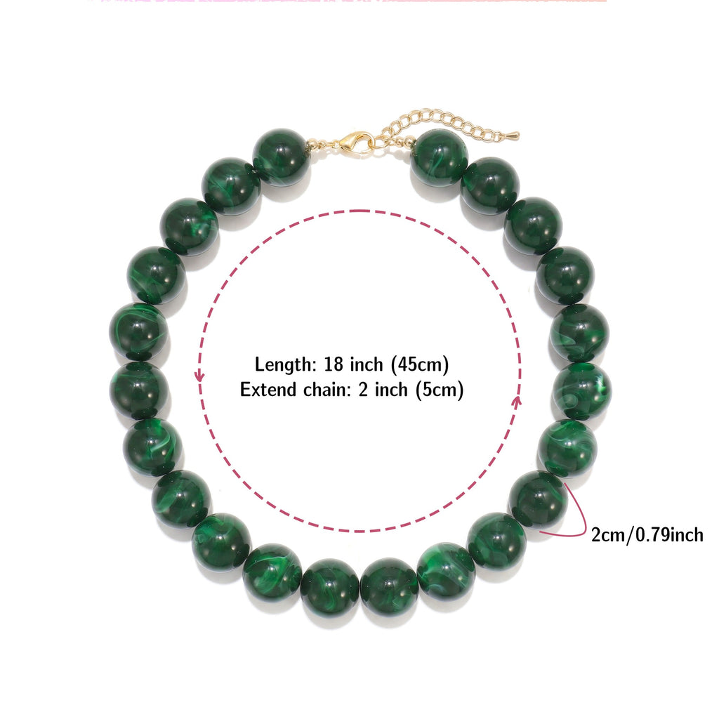Glossy Acrylic Bubble Bead Chunky Collar Necklace - Color_21