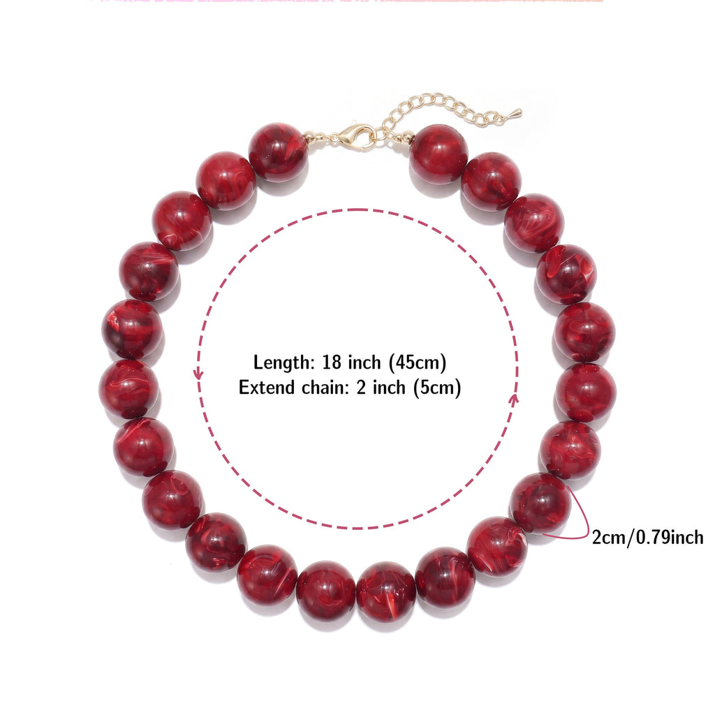 Glossy Acrylic Bubble Bead Chunky Collar Necklace - Color_22