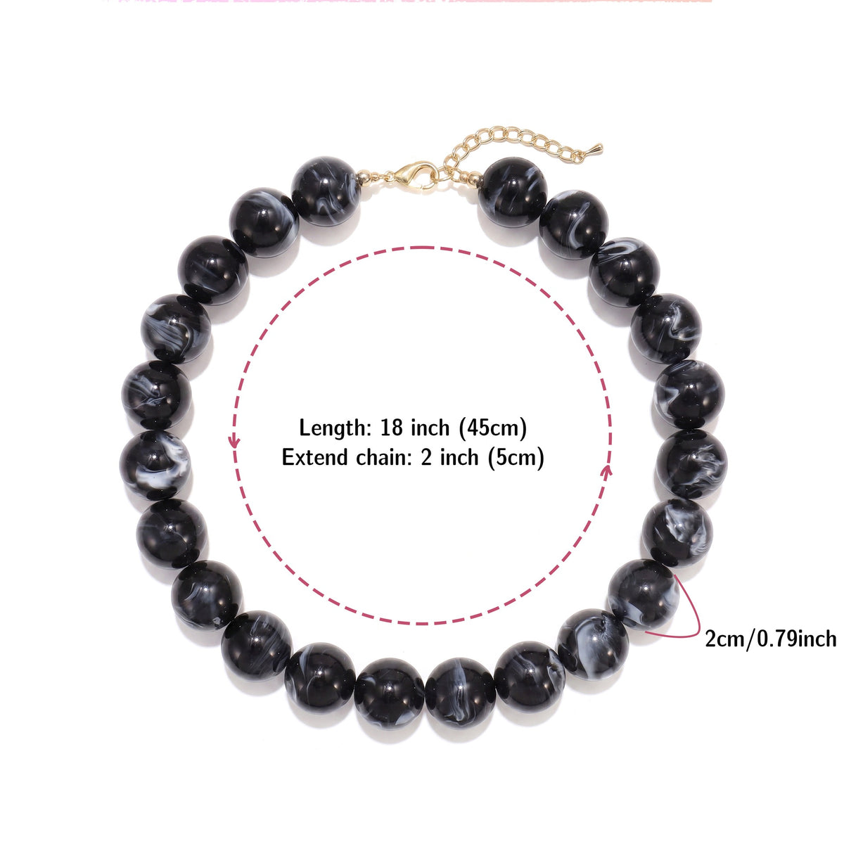 Glossy Acrylic Bubble Bead Chunky Collar Necklace - Color_23