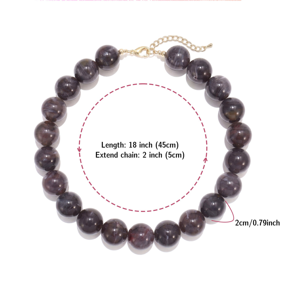 Glossy Acrylic Bubble Bead Chunky Collar Necklace - Color_24