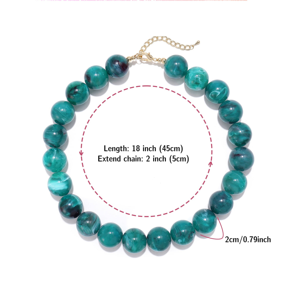 Glossy Acrylic Bubble Bead Chunky Collar Necklace - Color_25