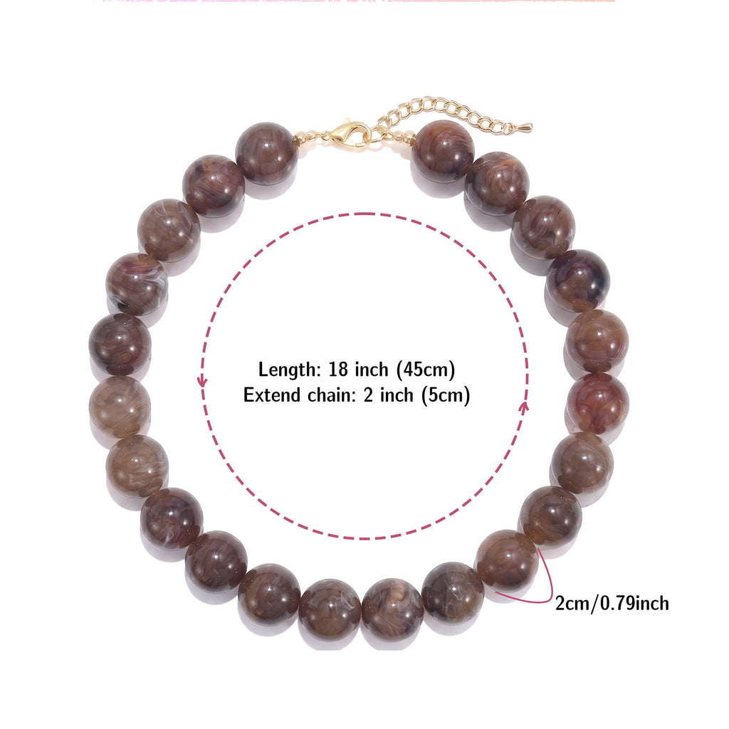 Glossy Acrylic Bubble Bead Chunky Collar Necklace - Color_26