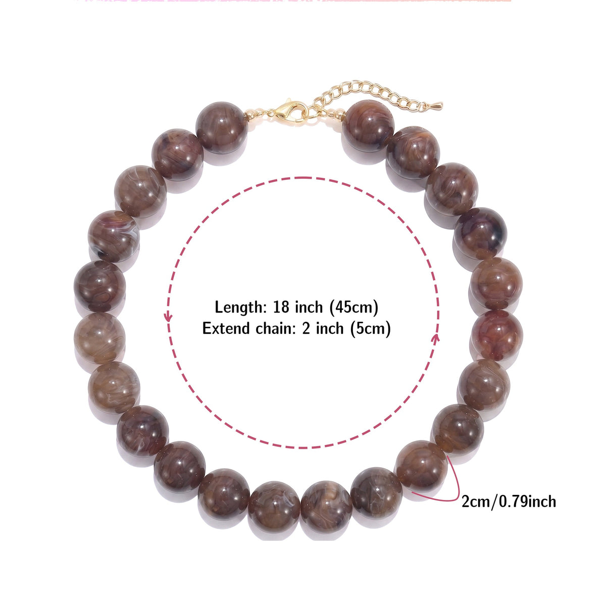 Glossy Acrylic Bubble Bead Chunky Collar Necklace - Color_26