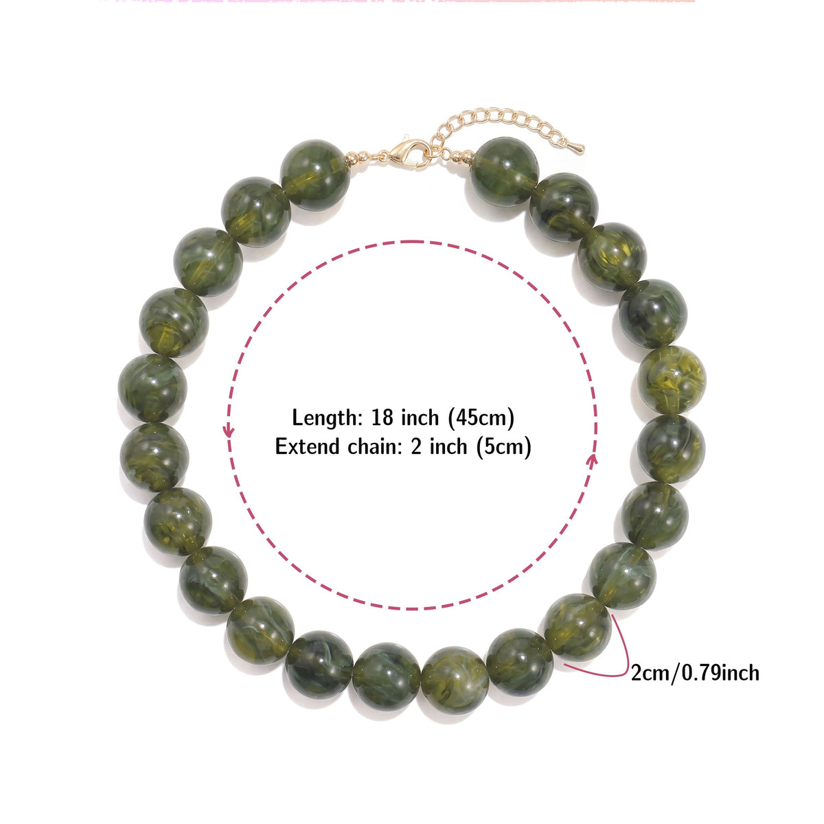Glossy Acrylic Bubble Bead Chunky Collar Necklace - Color_27