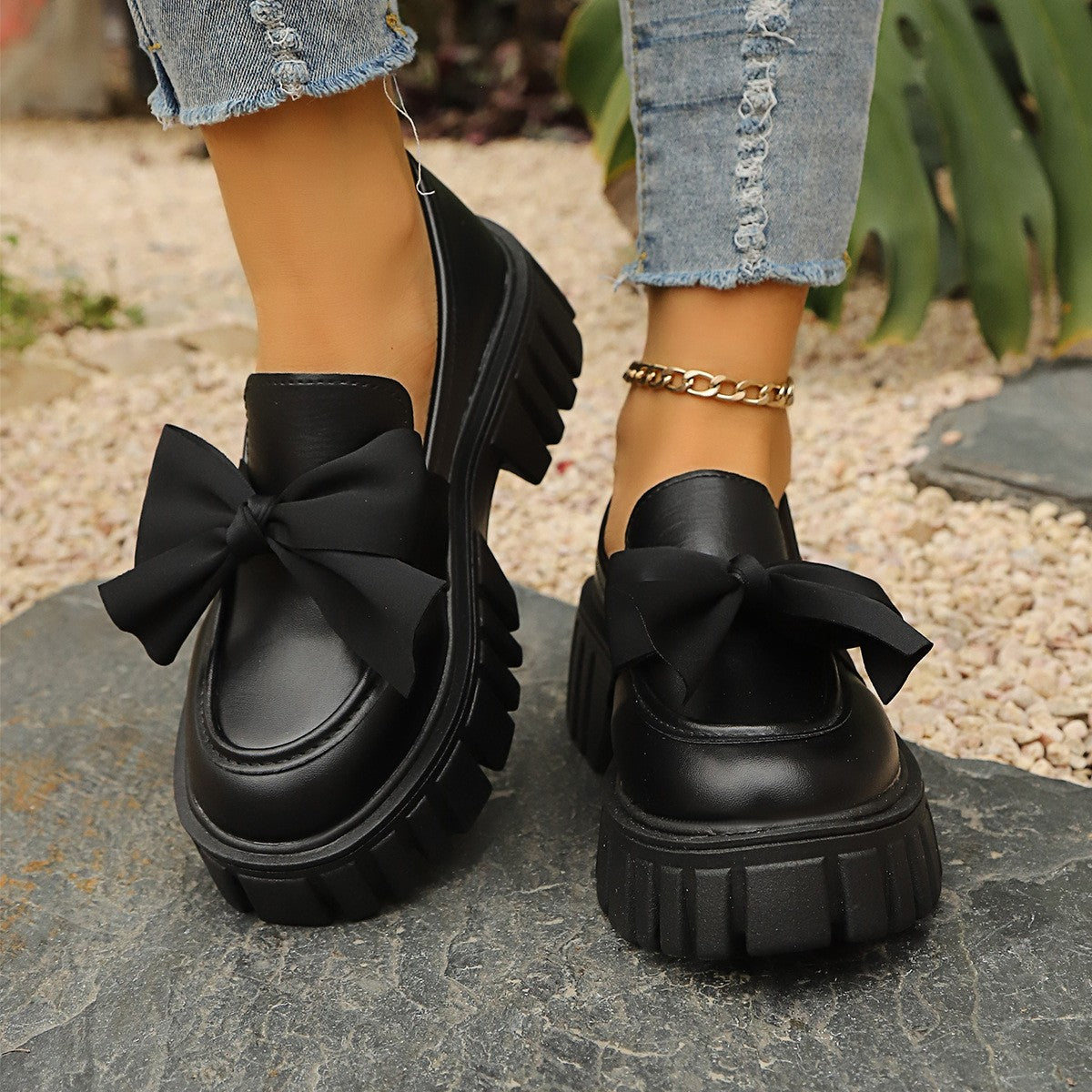 Chunky Platform Bow Loafers