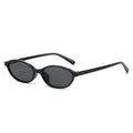 Narrow Oval Lens Retro Sunglasses - Black
