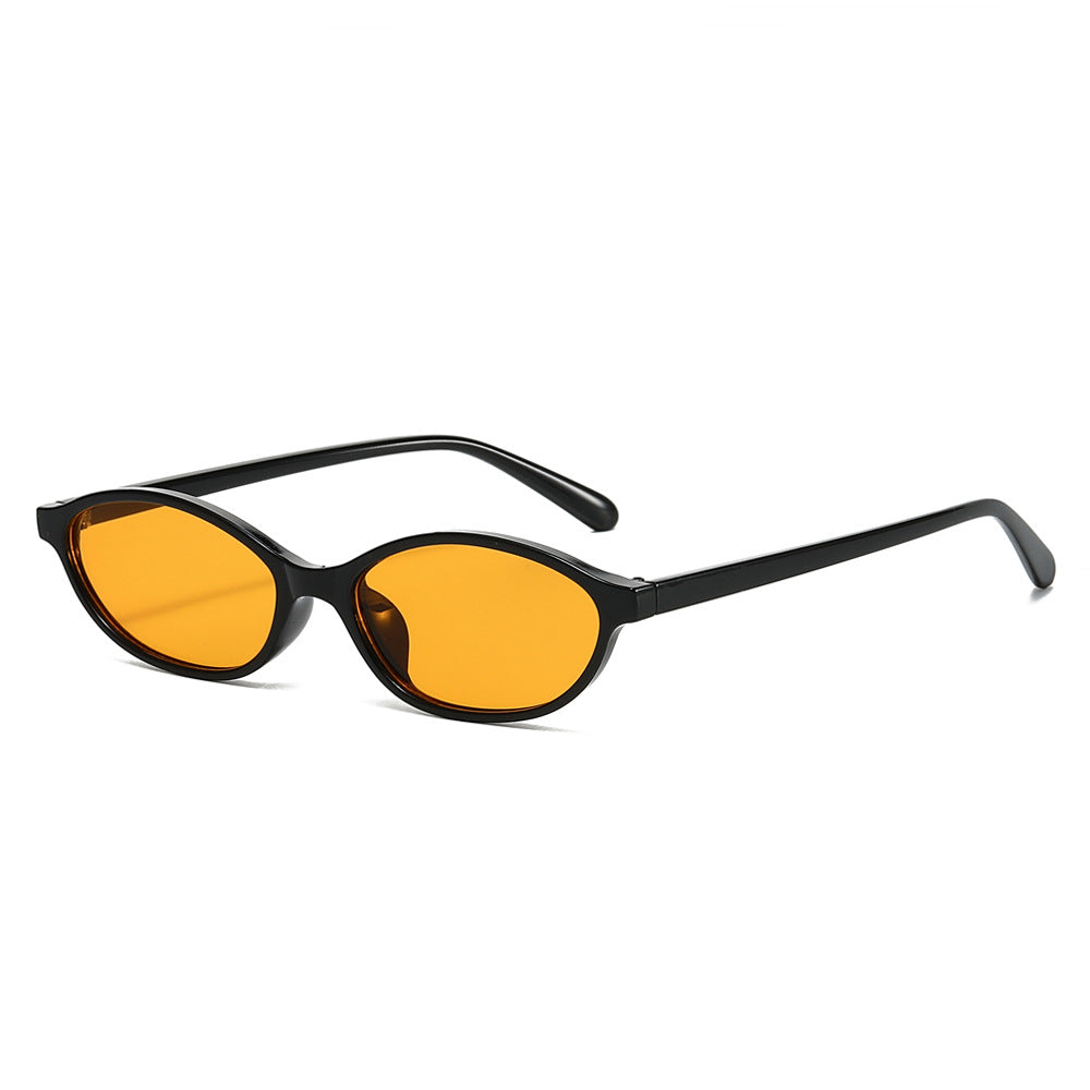 Narrow Oval Lens Retro Sunglasses - Orange