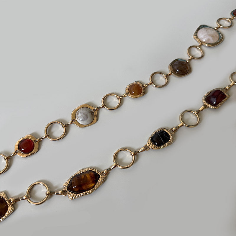 Vintage Gemstone Link Chain Waist Belt - NO-1 - 1