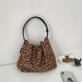 Ruched Faux Suede Slouch Shoulder Bag - Leopard