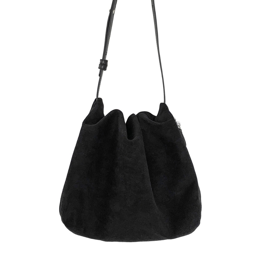 Ruched Faux Suede Slouch Shoulder Bag