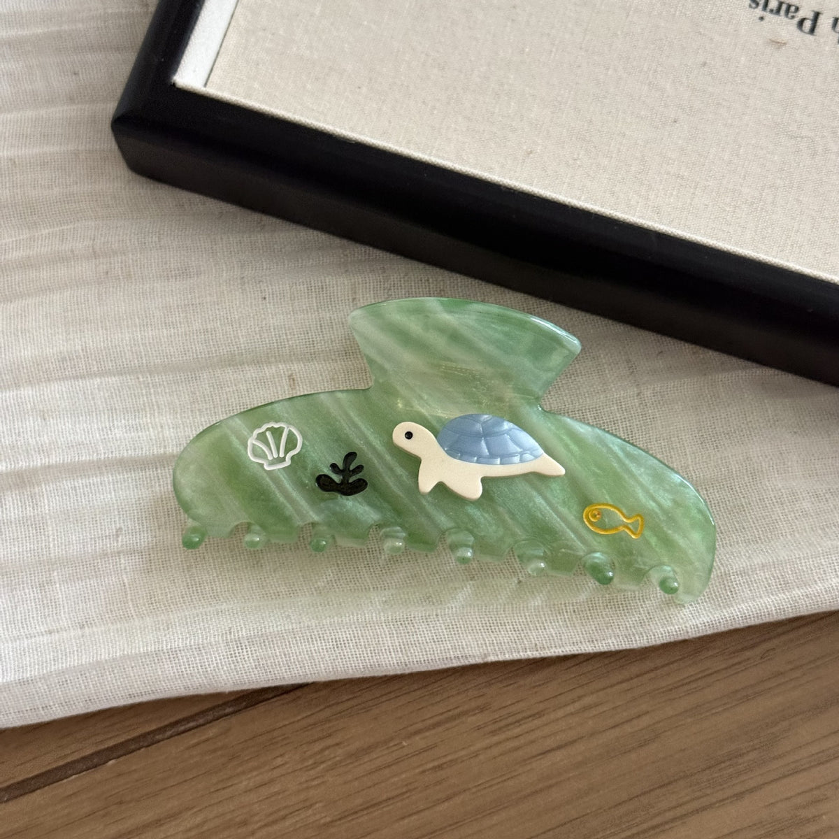 Sea Life Applique Hair Claw Clip - Turtle