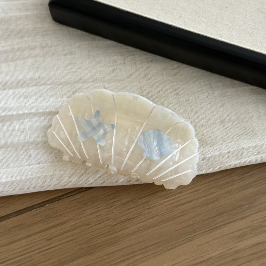 Sea Life Applique Hair Claw Clip - White