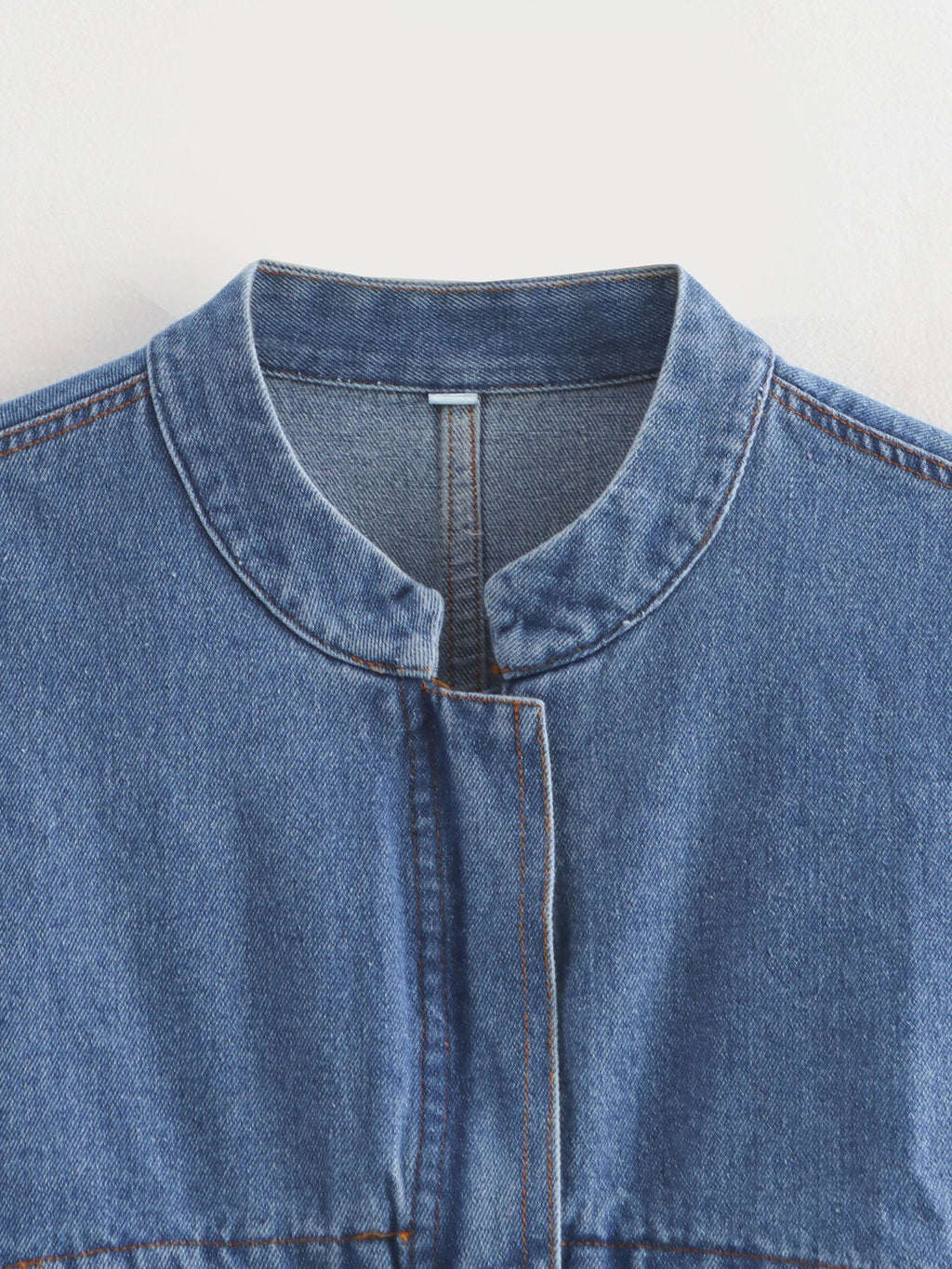 Super Cropped Zip Front Denim Jacket - Blue - 2