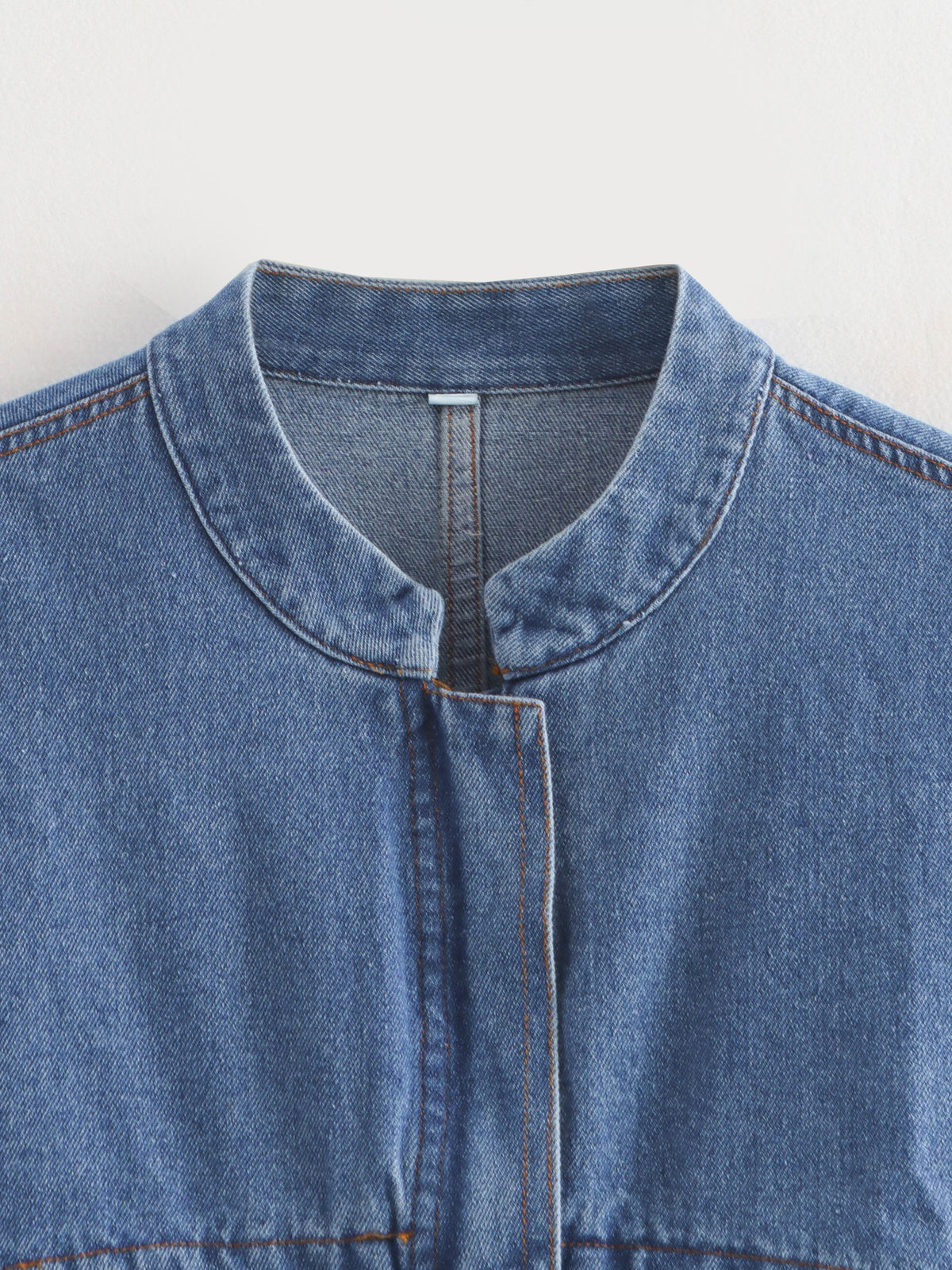 Super Cropped Zip Front Denim Jacket - Blue - 2