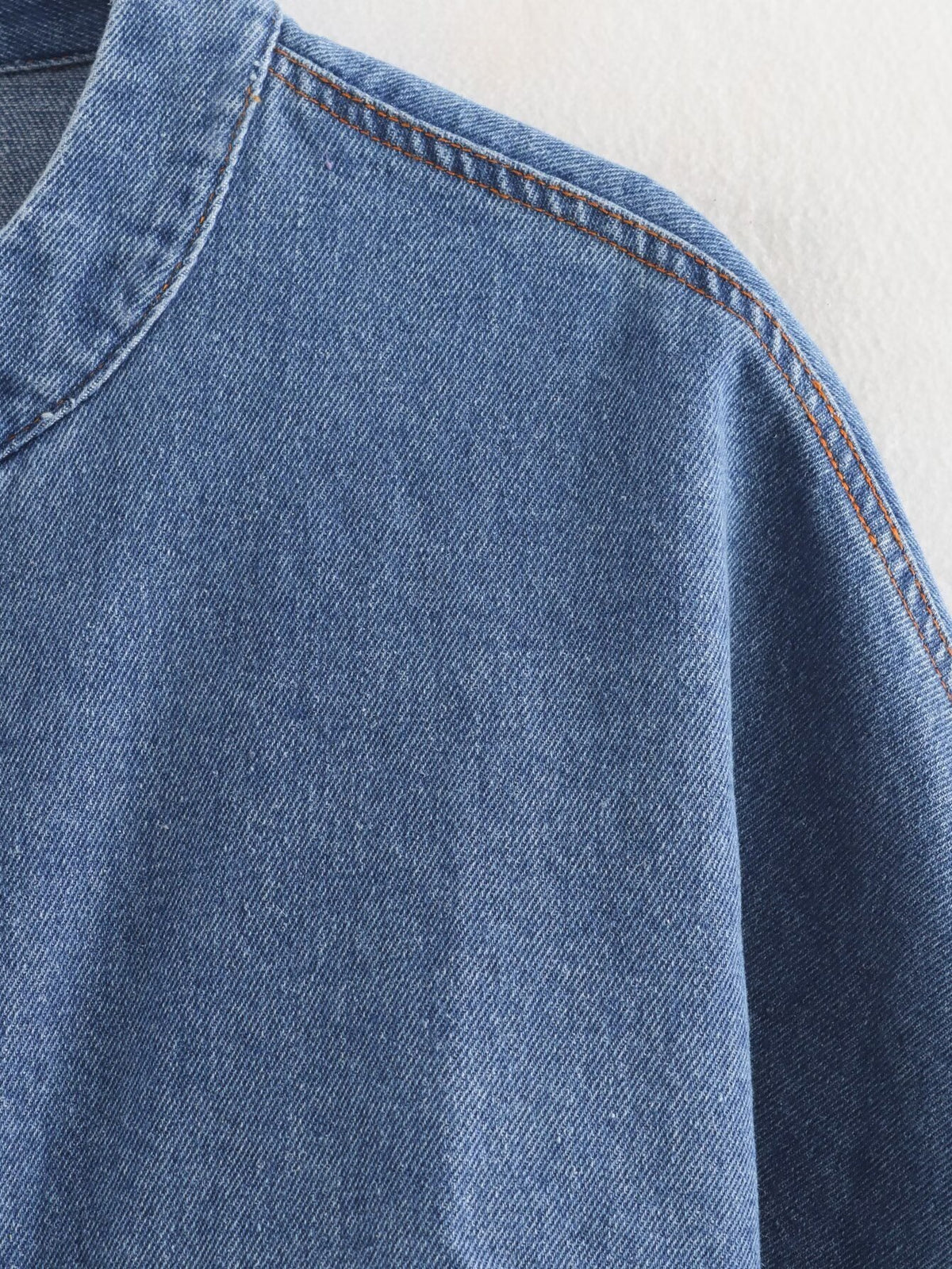 Super Cropped Zip Front Denim Jacket - Blue - 4
