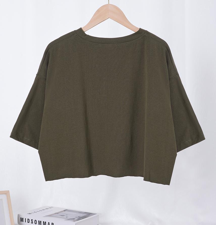 Oversized Boxy Cropped Workout Tee - Dgreen