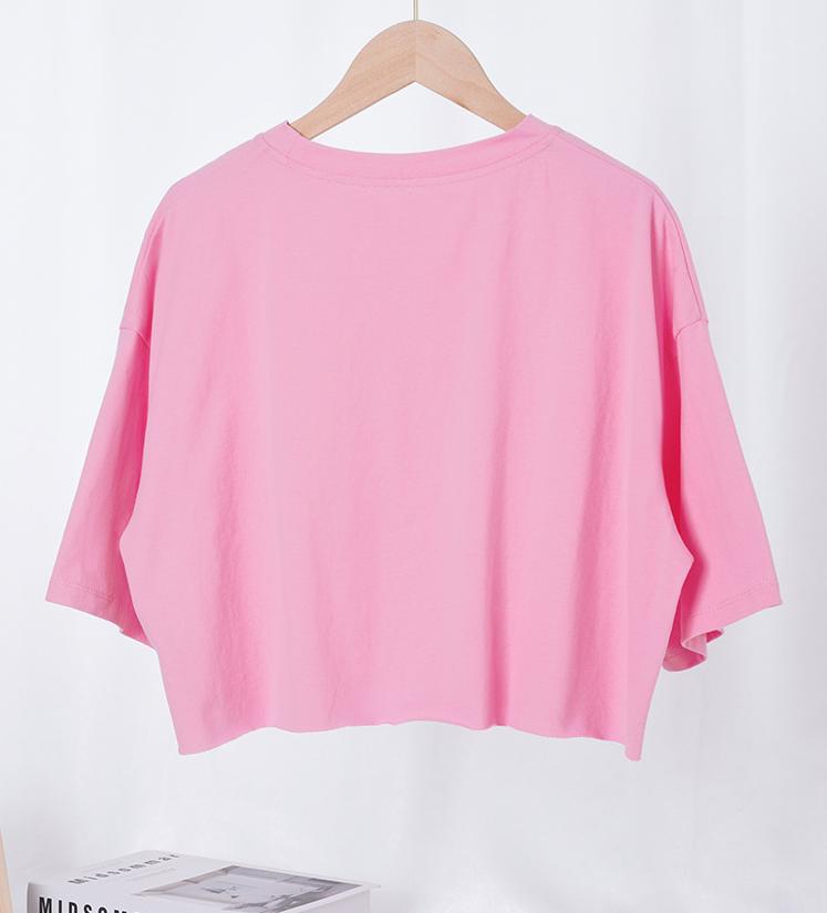Oversized Boxy Cropped Workout Tee - Pink