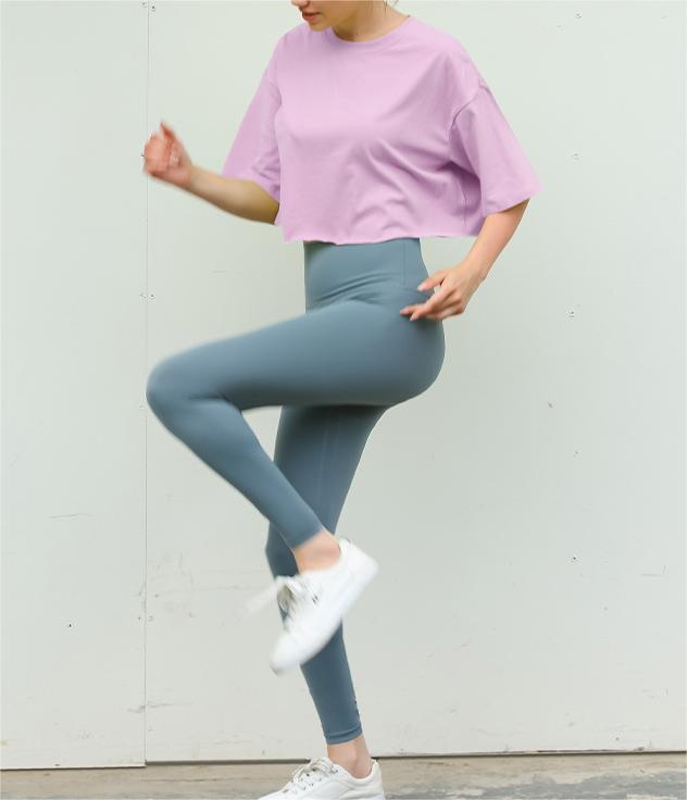 Oversized Boxy Cropped Workout Tee - Purple - 4