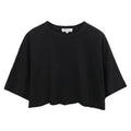 Oversized Boxy Cropped Workout Tee - black